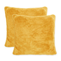 Yellow fur online pillow